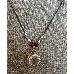 Yaxuan Necklace W/ Curved Oval Rings Encrusted With Crystals Fairygoth 14 In